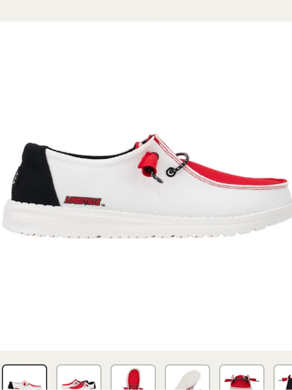 Hey Dude Wendy Louisville Cardinals Women's Red, White & Black Slip-On Loafers - Picture 6 of 11